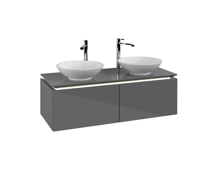 Тумба под раковину Villeroy & Boch Legato 120х38 см с подсветкой МДФ/ДСП глянцевый серый B583L0FP