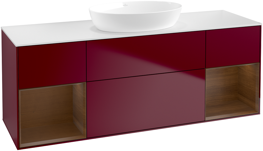 Тумба под раковину Villeroy & Boch Finion 160х50,1 см с подсветкой МДФ пион матовый лак/стекло белое матовое FD01GNHB