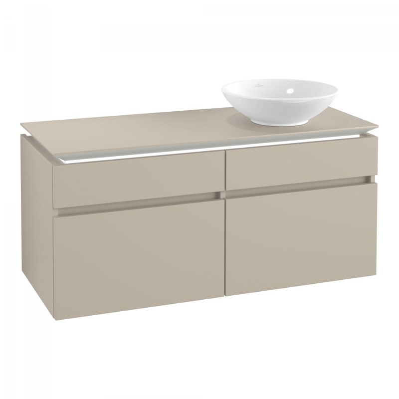 Тумба під раковину Villeroy & Boch Legato 120х55 см з підсвічуванням ДСП ніжно-сірий B582L0VK