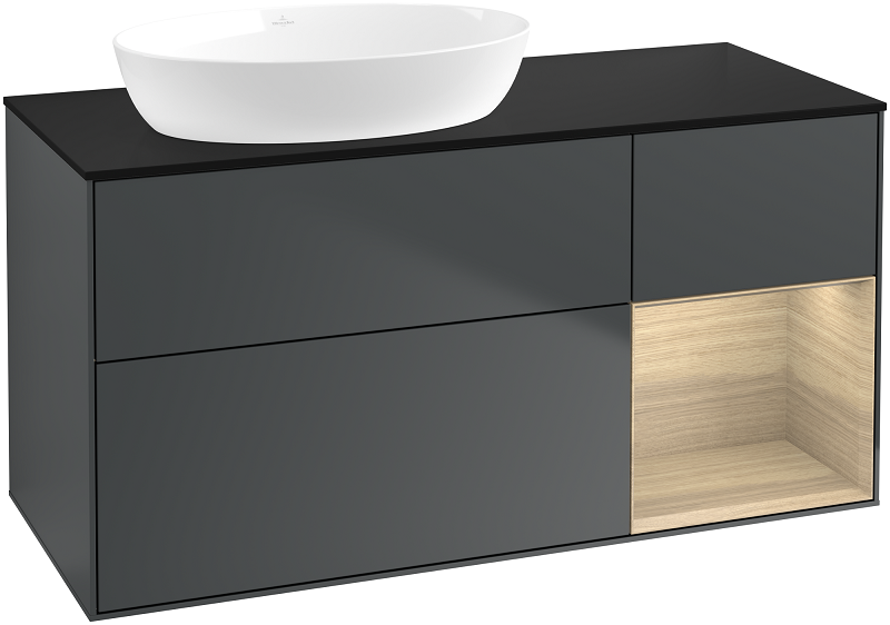 Тумба під раковину Villeroy & Boch Finion 120х50,1 см із підсвічуванням МДФ темно-синій матовий лак/скло чорне матове FA52PCHG