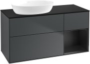 Тумба під раковину Villeroy & Boch Finion 120х50,1 см із підсвічуванням МДФ темно-синій матовий лак/скло чорне матове FA52PDHG