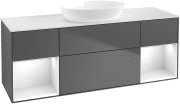 Тумба під раковину Villeroy & Boch Finion 160х50,1 см з підсвічуванням антрацит матовий лак/скло біле матове FD01GFGK