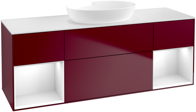 Тумба під раковину Villeroy & Boch Finion 160х50,1 см з підсвічуванням МДФ півонія матовий лак/скло біле матове FD01GFHB