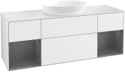 Тумба под раковину Villeroy & Boch Finion 160х50,1 см с подсветкой МДФ глянцевый белый лак/стекло белое матовое FD01GKGF