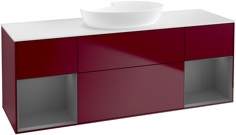 Тумба под раковину Villeroy & Boch Finion 160х50,1 см с подсветкой МДФ пион матовый лак/стекло белое матовое FD01GKHB