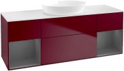 Тумба под раковину Villeroy & Boch Finion 160х50,1 см с подсветкой МДФ пион матовый лак/стекло белое матовое FD01GKHB