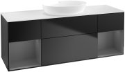 Тумба під раковину Villeroy & Boch Finion 160х50,1 см із підсвічуванням МДФ чорний матовий лак/скло біле матове FD01GKPD