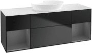 Тумба под раковину Villeroy & Boch Finion 160х50,1 см с подсветкой МДФ черный матовый лак/стекло белое матовое FD01GKPD