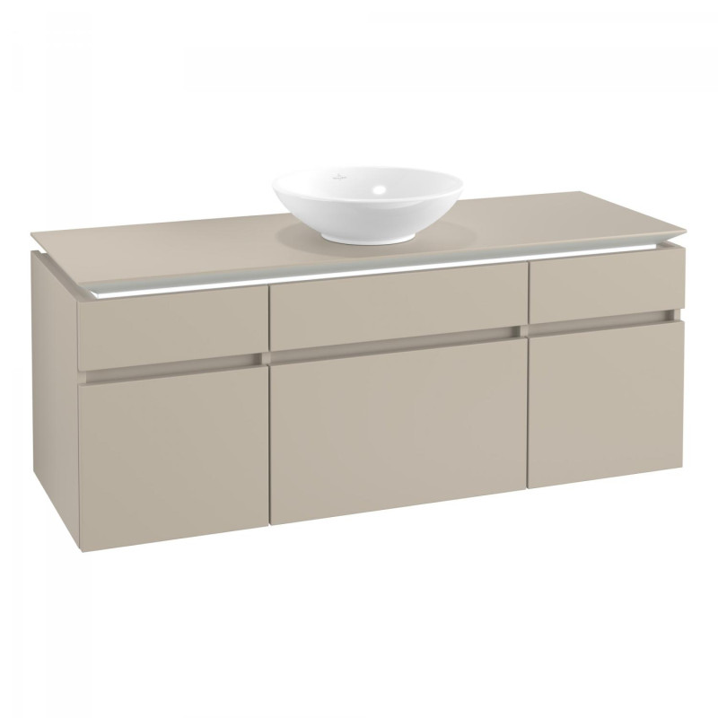 Тумба під раковину Villeroy & Boch Legato 140х55 см з підсвічуванням ДСП ніжно-сірий B586L0VK