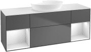 Тумба під раковину Villeroy & Boch Finion 160х50,1 см з підсвічуванням антрацит матовий лак/скло біле матове FD01MTGK
