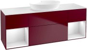 Тумба під раковину Villeroy & Boch Finion 160х50,1 см з підсвічуванням МДФ півонія матовий лак/скло біле матове FD01MTHB