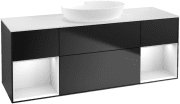 Тумба під раковину Villeroy & Boch Finion 160х50,1 см із підсвічуванням МДФ чорний матовий лак/скло біле матове FD01MTPD