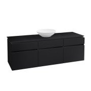 Тумба під раковину Villeroy&Boch Legato 140х55 см з підсвічуванням МДФ/ДСП чорний матовий лак B586L0PD