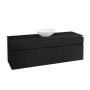Тумба під раковину Villeroy&Boch Legato 140х55 см з підсвічуванням МДФ/ДСП чорний матовий лак B586L0PD