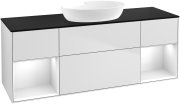 Тумба під раковину Villeroy & Boch Finion 160х50,1 см із підсвічуванням МДФ білий матовий лак/скло чорне матове FD02GFMT