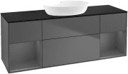 Тумба під раковину Villeroy & Boch Finion 160х50,1 см із підсвічуванням МДФ антрацит матовий лак/скло чорне матове FD02GKGK