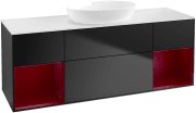 Тумба под раковину Villeroy & Boch Finion 160х50,1 см с подсветкой МДФ черный матовый лак/стекло белое матовое FD01HBPD