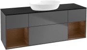 Тумба під раковину Villeroy & Boch Finion 160х50,1 см із підсвічуванням МДФ антрацит матовий лак/скло чорне матове FD02GNGK