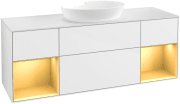 Тумба під раковину Villeroy & Boch Finion 160х50,1 см з підсвіткою МДФ білий глянцевий лак/скло біле матове FD01HFGF