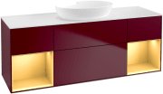 Тумба під раковину Villeroy & Boch Finion 160х50,1 см з підсвічуванням МДФ півонія матовий лак/скло біле матове FD01HFHB