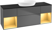 Тумба под раковину Villeroy & Boch Finion 160х50,1 см с подсветкой МДФ антрацит матовый лак/стекло черное матовое FD02HFGK
