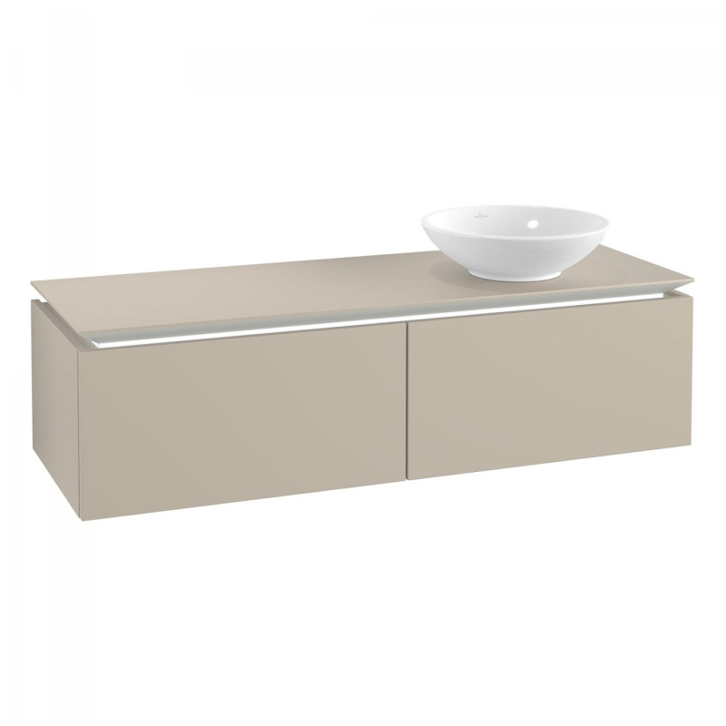 Тумба під раковину Villeroy & Boch Legato 140х38 см з підсвічуванням ДСП ніжно-сірий B589L0VK