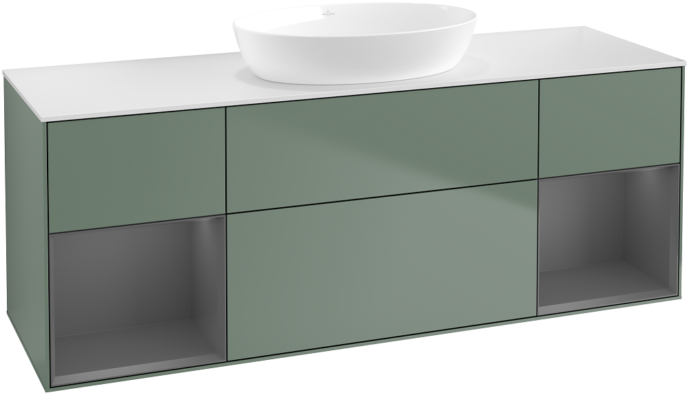 Тумба под раковину Villeroy & Boch Finion 160х50,1 см с подсветкой МДФ оливковый матовый лак/стекло белое матовое FD01GKGM