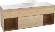 Тумба под раковину Villeroy & Boch Finion 160х50,1 см с подсветкой МДФ шпон дуба/стекло белое матовое FD01GNPC