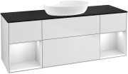 Тумба під раковину Villeroy & Boch Finion 160х50,1 см із підсвічуванням МДФ білий матовий лак/скло чорне матове FD02MTMT