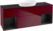 Тумба під раковину Villeroy & Boch Finion 160х50,1 см з підсвічуванням МДФ півонія матовий лак/скло чорне матове FD02PDHB