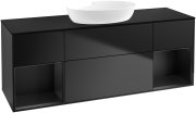 Тумба под раковину Villeroy & Boch Finion 160х50,1 см с подсветкой МДФ черный матовый лак/стекло черное матовое FD02PDPD