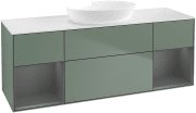 Тумба под раковину Villeroy & Boch Finion 160х50,1 см с подсветкой МДФ оливковый матовый лак/стекло белое матовое FD01GKGM