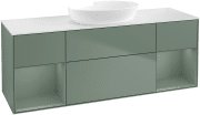 Тумба під раковину Villeroy & Boch Finion 160х50,1 см із підсвічуванням МДФ оливковий матовий лак/скло біле матове FD01GMGM