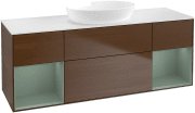 Тумба під раковину Villeroy & Boch Finion 160х50,1 см із підсвічуванням МДФ шпон волоського горіха/скло біле матове FD01GMGN