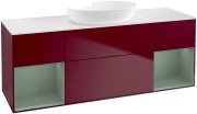 Тумба під раковину Villeroy & Boch Finion 160х50,1 см з підсвічуванням МДФ півонія матовий лак/скло біле матове FD01GMHB