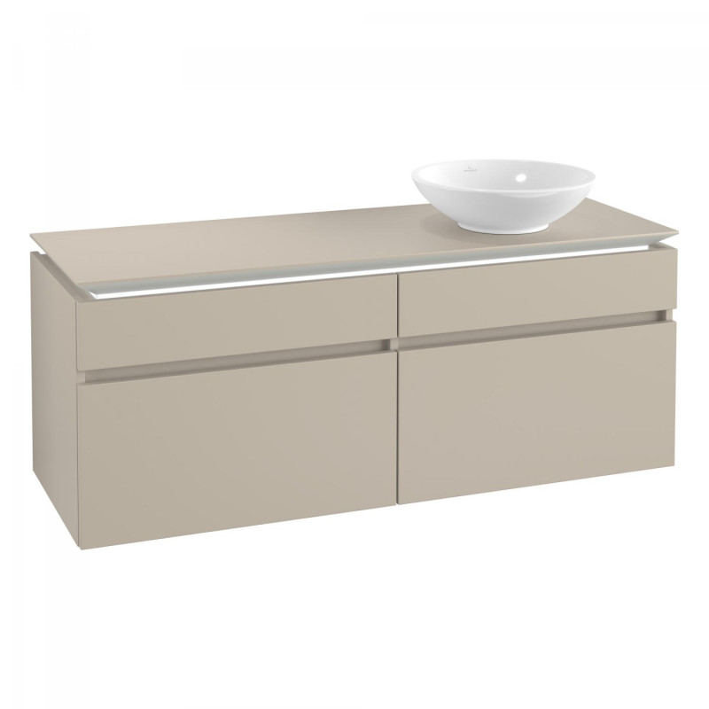 Тумба под раковину Villeroy & Boch Legato 140х55 см с подсветкой ДСП нежно-серый B590L0VK