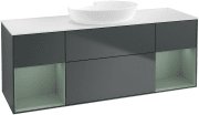 Тумба под раковину Villeroy & Boch Finion 160х50,1 см с подсветкой МДФ темно-синий матовый лак/стекло белое матовое FD01GMHG