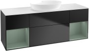Тумба під раковину Villeroy & Boch Finion 160х50,1 см із підсвічуванням МДФ чорний матовий лак/скло біле матове FD01GMPD