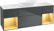 Тумба під раковину Villeroy & Boch Finion 160х50,1 см із підсвічуванням МДФ темно-синій матовий лак/скло біле матове FD01HFHG