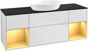Тумба під раковину Villeroy & Boch Finion 160х50,1 см із підсвічуванням МДФ білий матовий лак/скло чорне матове FD02HFMT