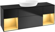 Тумба под раковину Villeroy & Boch Finion 160х50,1 см с подсветкой МДФ черный матовый лак/стекло черное матовое FD02HFPD