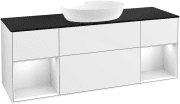 Тумба під раковину Villeroy & Boch Finion 160х50,1 см з підсвічуванням МДФ білий глянцевий лак/скло чорне матове FD02MTGF