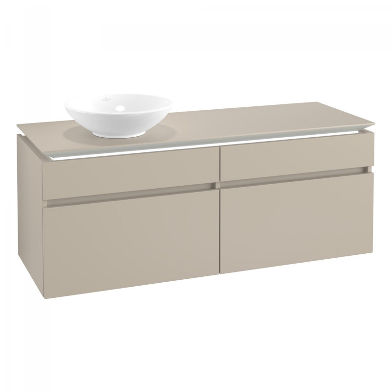 Тумба під раковину Villeroy & Boch Legato 140х55 см з підсвічуванням ДСП ніжно-сірий B588L0VK