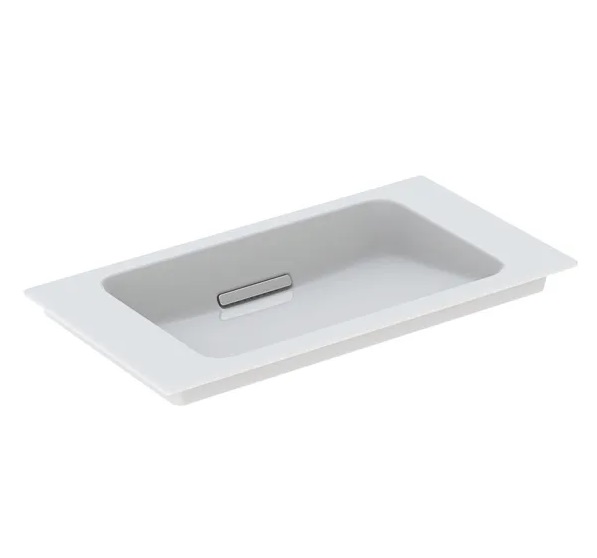 Раковина для ванной Geberit One 75х40 см сантехнический фарфор KeraTect белый/накладка глянцевый хром 500.391.01.1