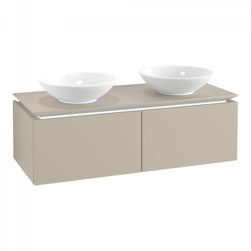 Тумба під раковину Villeroy & Boch Legato 140х38 см з підсвічуванням ДСП ніжно-сірий B591L0VK