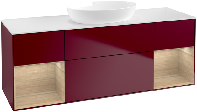 Тумба под раковину Villeroy & Boch Finion 160х50,1 см с подсветкой МДФ пион матовый лак/стекло белое матовое FD01PCHB