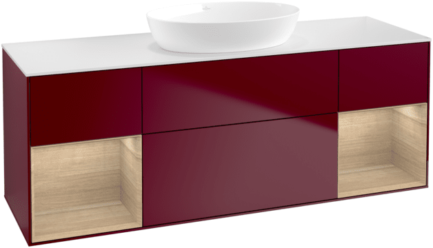 Тумба під раковину Villeroy & Boch Finion 160х50,1 см з підсвічуванням МДФ півонія матовий лак/скло біле матове FD01PCHB