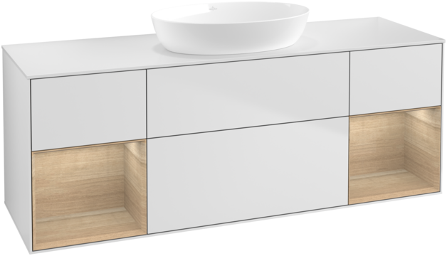 Тумба под раковину Villeroy & Boch Finion 160х50,1 см с подсветкой МДФ белый матовый лак/стекло белое матовое FD01PCMT