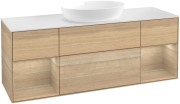 Тумба под раковину Villeroy & Boch Finion 160х50,1 см с подсветкой МДФ шпон дуба/стекло белое матовое FD01PCPC