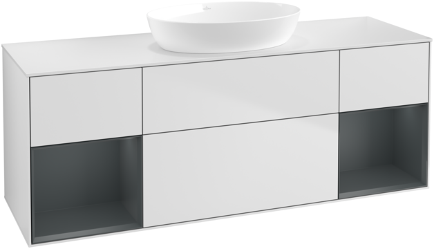 Тумба под раковину Villeroy & Boch Finion 160х50,1 см с подсветкой МДФ белый матовый лак/стекло белое матовое FD01HGMT